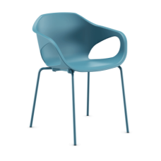 BANQUETA STAY 4 PÉS - CONCHA LARANJA, ESTRUTURA PRATA