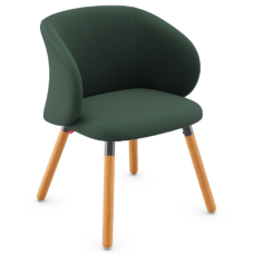 POLTRONA BEE COM PÉS PALITO DE MADEIRA - CONCHA CEC VERDE 315